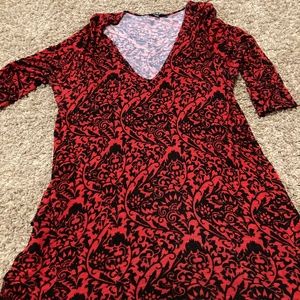 Red and Black Tunic Top